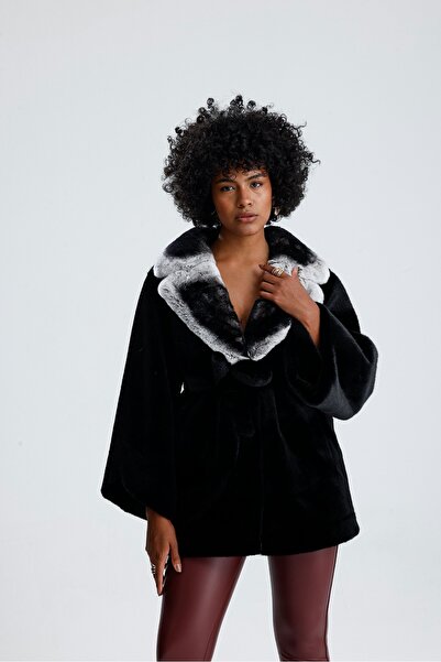 ÖZEL ASPAVA DERİ Kadın manto 492025 siyah ÖZEL ASPAVA DERİ