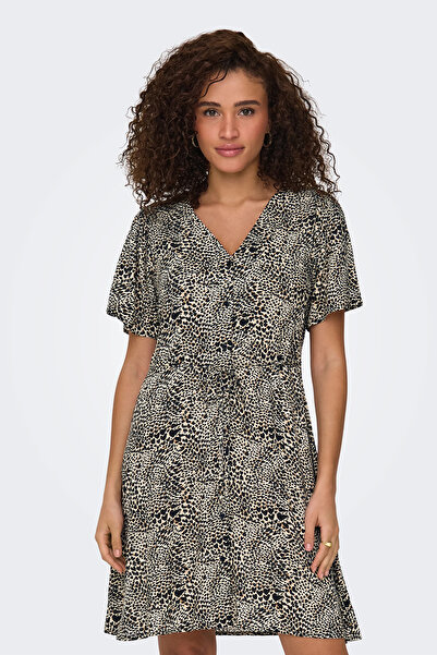 ONLY Onlevida Patterned Regular Fit Mini Size V Neck Dress Dress 15237382