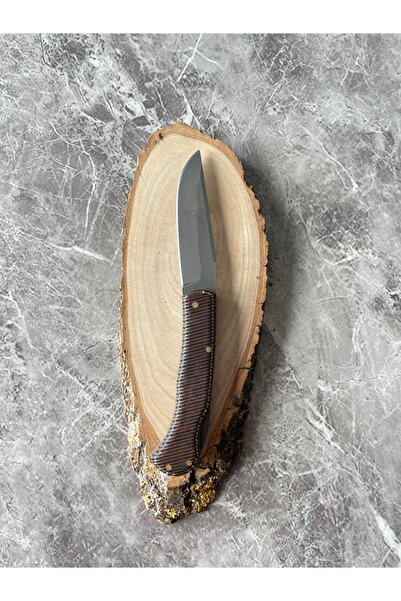 empressnaturalstone Siyah Verzalit Kabzeli Kamp Çakısı – 8 cm Namlu – Sırttan...