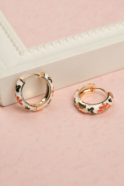 MODAMAYS Mineli Flowered Colorful Earrings Steel Color Does Not Fade