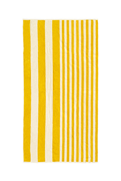 Maison Routine Sunline Velvet 100% Cotton Soft Beach Towel 100X180 Yellow-White
