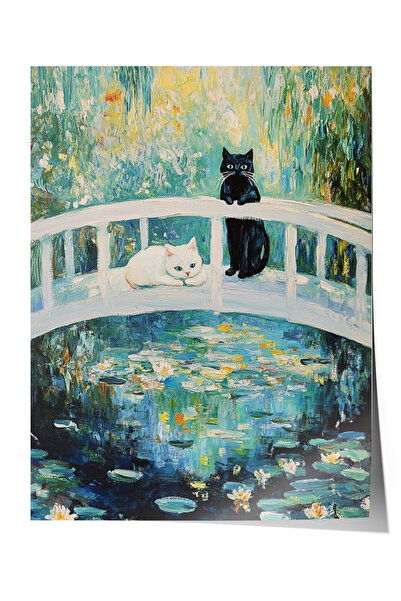 Zestia Poster fără ramă, Pod în stil Cat și Monet, Poster în stil impresionis...