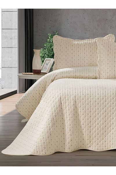 Bikaya Home Colorful Embroidered Double Velvet Bedspread Set - 250X260 cm