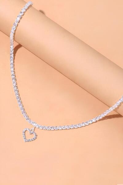 PREGIO Kadın Zirkon Taşlı Su Yolu Rhinestone Kalp Kolye