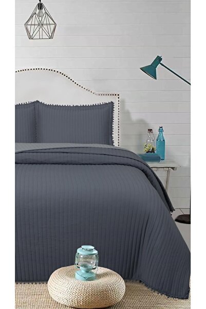 Bikaya Home Σετ κρεβατιού διπλό 3 τεμαχίων με πομπόν - 260x240 cm - με τσάντα PVC - καθημερινό και προσφορά