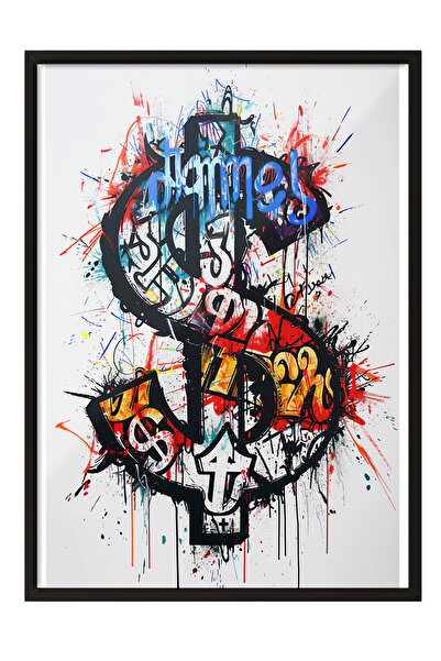 Zestia Tablou cu ramă neagră, stil graffiti, ancoră în stil graffiti, slogan ...