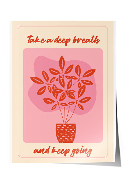 Zestia Poster fără ramă, plantă în ghiveci cu respirație profundă, tipografie...