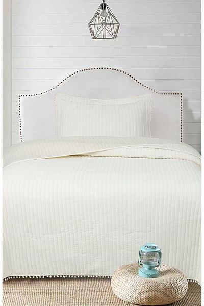 Bikaya Home Single 2 Piece Bedspread Set with Pompom - 180X240 cm