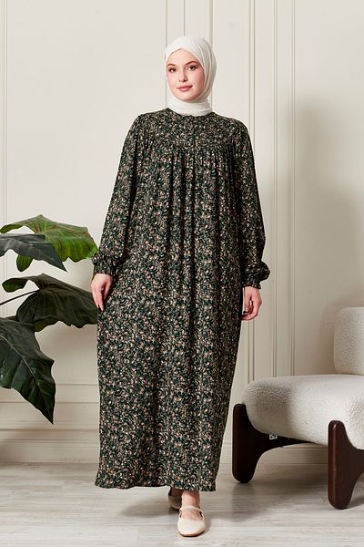 fistan Φόρεμα με λουλουδάτο στρογγυλό ρόμπα Mother Hijab