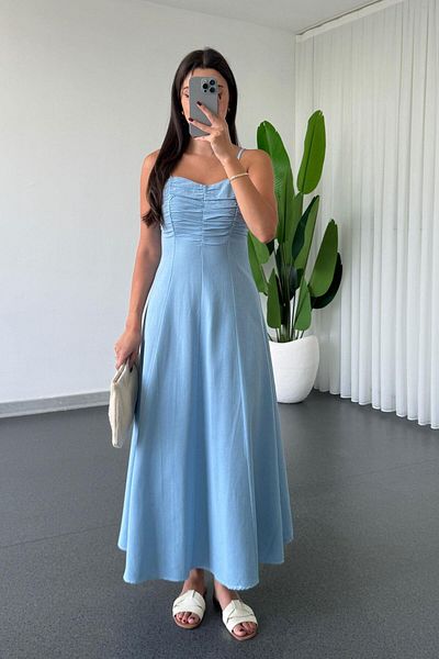 ECEMİ Lavin Blue Strap Dress
