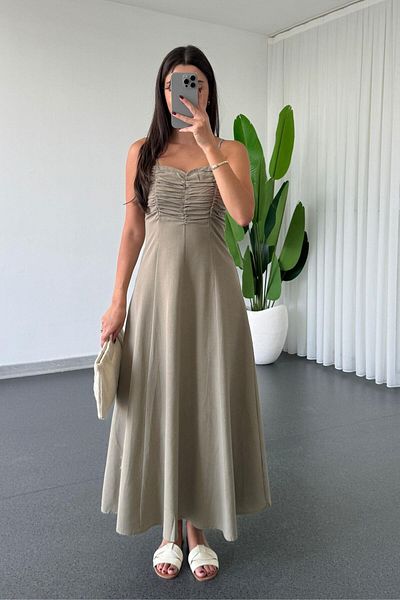ECEMİ Lavin Khaki Strap Dress