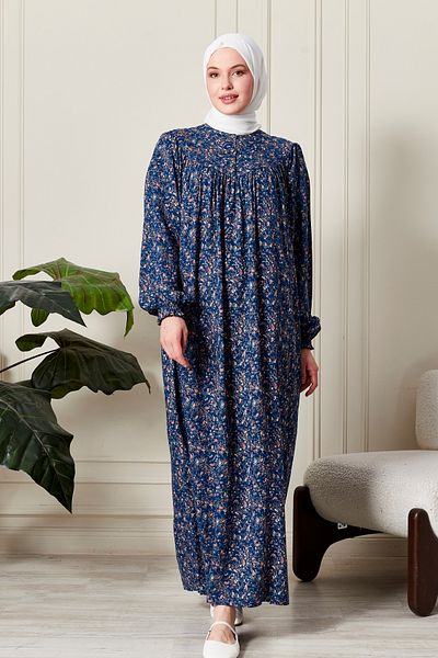 fistan Floral Print Round Robe Mother Hijab Dress