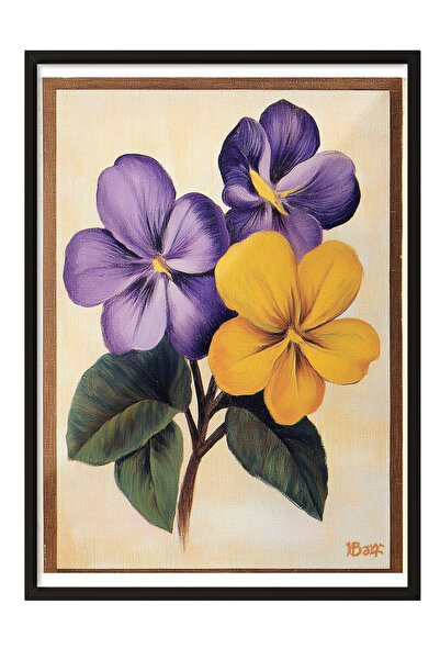 Zestia Tablou înrămat negru, violet galben violet, poster cu design retro cu ...
