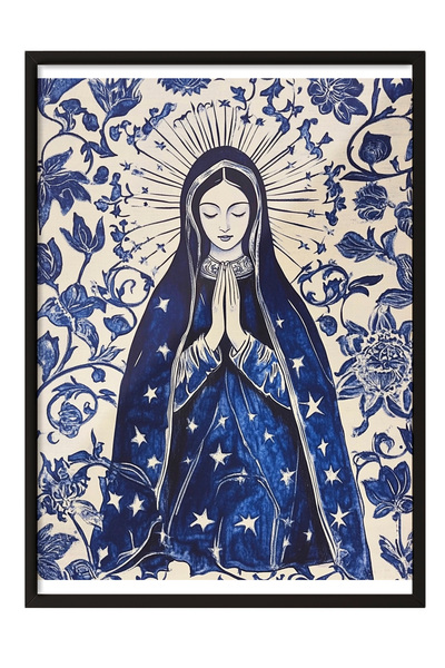 Zestia Εικονογράφηση με μαύρο πλαίσιο, Εικονογράφηση της Παναγίας, Μπλε Αποχρ...