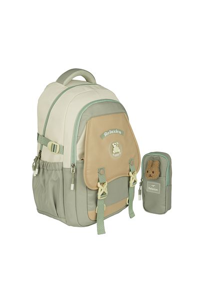 RKY SERENITY Relaxion Imported Waterproof Fabric Multi-Compartment Inner Lining Backpack and Pen Holder Set
