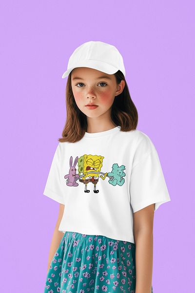 SEVBANO Sports Spongebob Printed Unisex Cartoon Children's T-Shirt (1-12 Years)