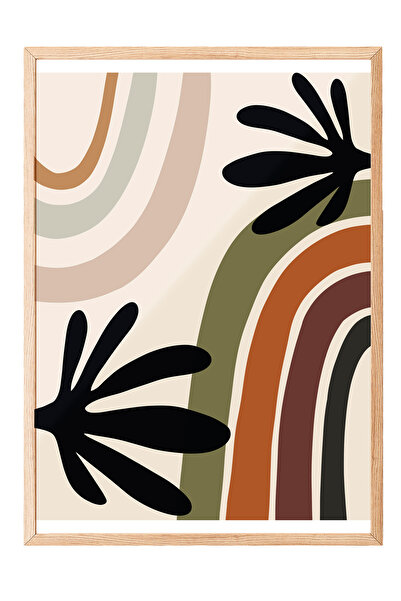 Zestia Tablou cu ramă din lemn, model curcubeu colorat de primăvară, cu frunz...