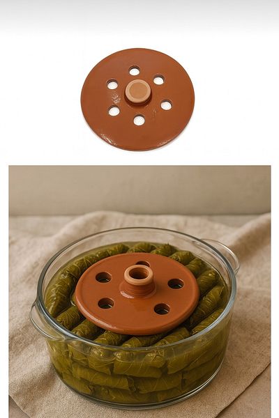 CEZVE HOME Casserole Stuffed Wrap Stone-Ceramic Glazed Perforated Leaf Wrap Cooking Cover 23 cm