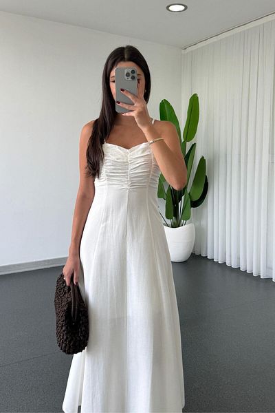 ECEMİ Lavin White Strap Dress