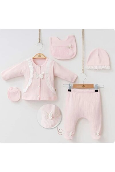 Yağmur Giyim طقم بوليرولو فراشة 100% قطن 5 قطع إصدار المستشفى إكرو 7044-P