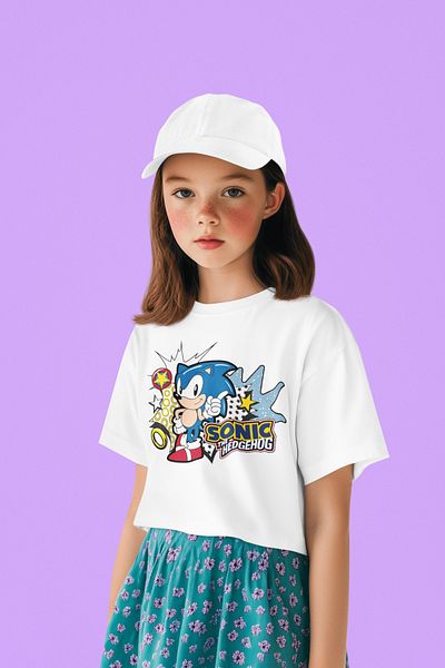 SEVBANO Sonic the Hedgehog Printed Unisex Cartoon Children's T-Shirt (1-12 Years)