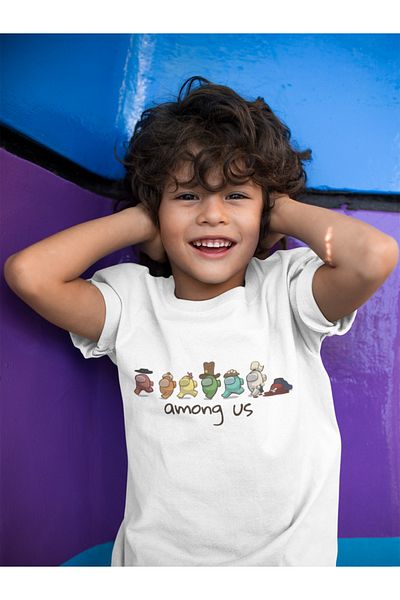 SEVBANO Among Us Characters Printed Unisex Game Kids T-Shirt (1-12 Years)