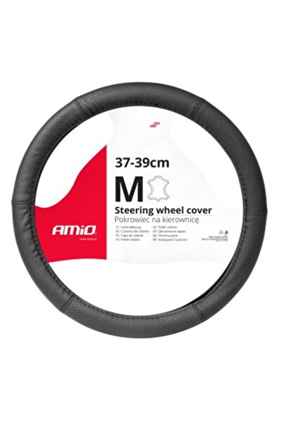 AMIO husă volan piele perforată 37-39 cm negru