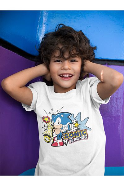 SEVBANO Sonic the Hedgehog Printed Unisex Cartoon Children's T-Shirt (1-12 Years)