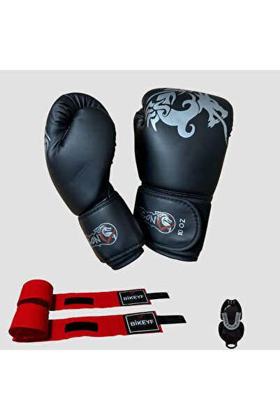 Dragondo Sangal Boks Kick Boks Muay Thai Eldiveni + Bikeyf Bandaj + Dişlik – 3’lü Dövüş Sporu Seti RED