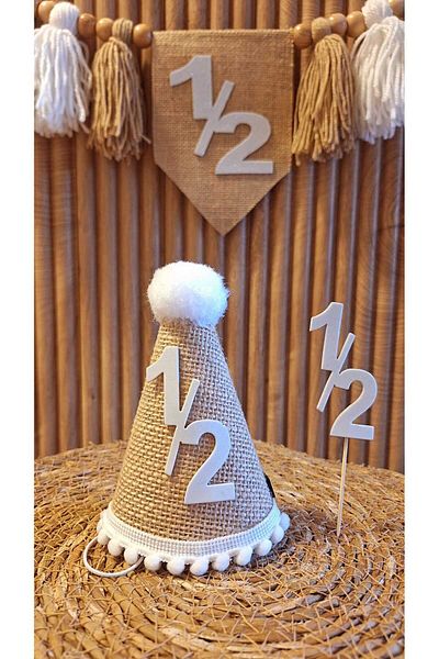asöy 6 Months 6 Months Hat High Chair Wall Pennant White 1/2 Half Age Party Set of 3 Pennant