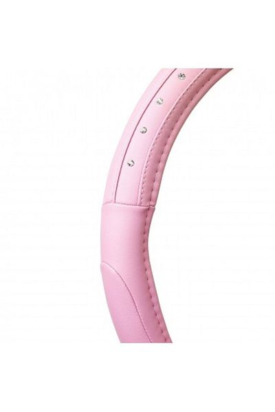 CARPLUS CLEANİNG Husă volan din piele roz cu imitație de diamante 37-39cm