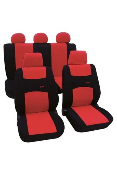 PETEX Set huse universale pentru scaune, culori: roșu-negru