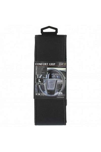 CARPLUS CLEANİNG Husă volan Comfort Grip, neagră, cusături albe, mărime L 39-40 cm