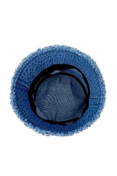 OEM Unisex Denim Bucket Hat, Wide Brim with Raw Hem, Retro Casual - Blue