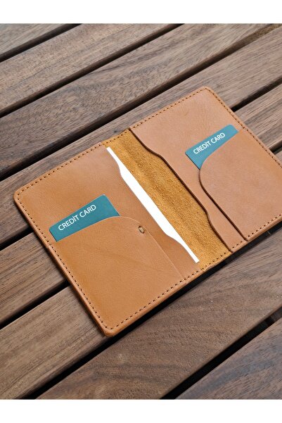 MAT Deri Camel Passport Cover Genuine Leather Travel Wallet Passport Holder