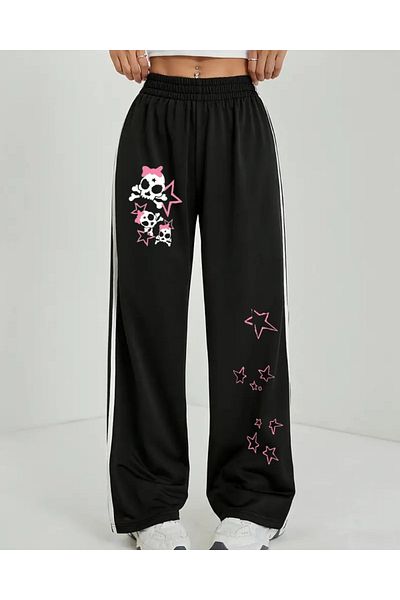 Touz Moda Gothic Stars Oversize ελαστικό φαρδύ παντελόνι