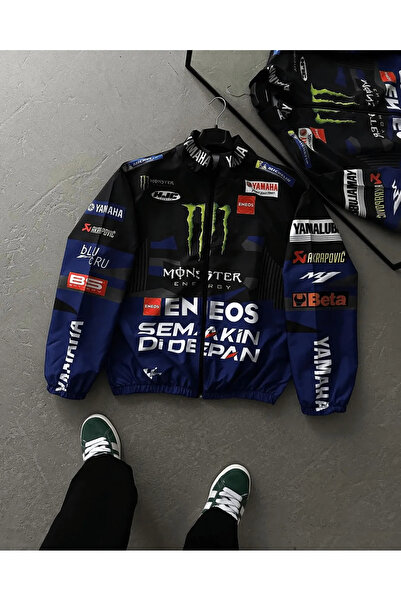 Lushen Monster Yamaha Mavi Motorcu Yağmurluk Rüzgarlık İnce Ceket