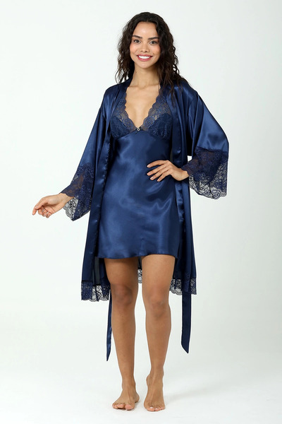 AGAFYA Set de 6 pentru damă Bondy 2307 din satin - bleumarin - 2XL