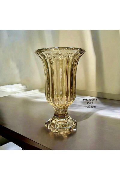 Hinora Κρυστάλλινο Διακοσμητικό Κομψό Βάζο 14x23cm
