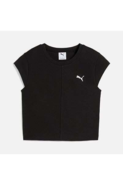 Puma Sportswear Wardrobe Essentials Ribbed Baby Cropped Short-sleeve Kadın Ti...