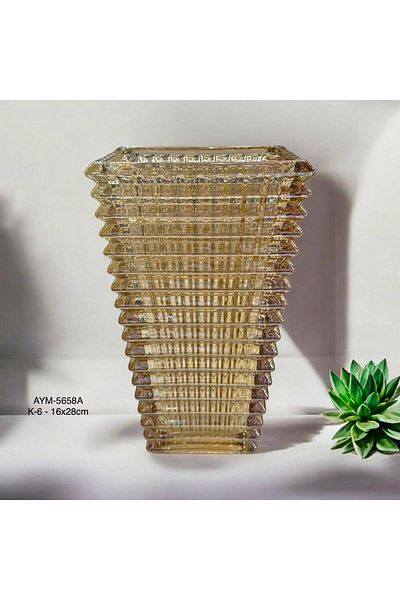 Hinora Κρυστάλλινο Διακοσμητικό Γυάλινο Βάζο 16x28cm