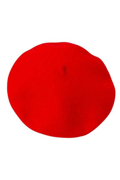 OEM Beret, Knitted wool beret cap - retro French style hat, unisex, -Red