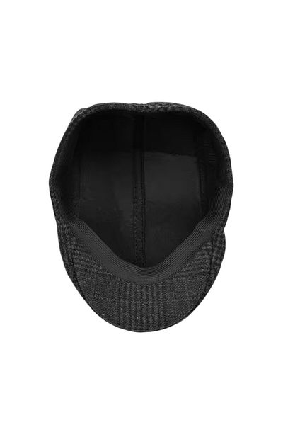 OEM Men's British style beret, padded, casual-elegant, with textured herringbone pattern, Black