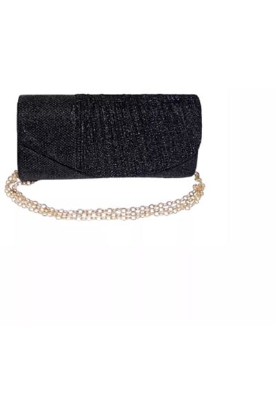 Magrot Geanta plic pentru ocazii si petreceri negru sclipici 20 x 10 cm