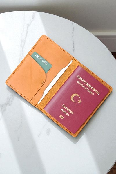 MAT Deri Passport Cover Genuine Leather Travel Wallet Passport Holder