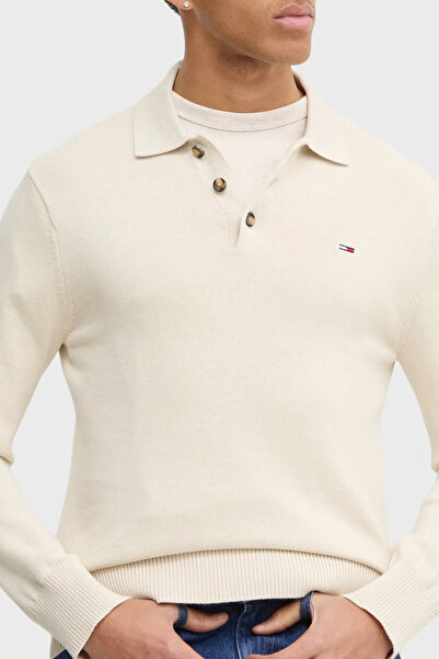 Tommy Jeans % 100 Pamuk Regular Fit Düğmeli Polo Yaka Kazak Erkek POLO YAKA KAZAK DM0DM20304 ACH