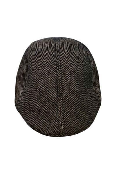 OEM Men's British style beret, padded, casual-elegant, with textured herringbone pattern, Brown