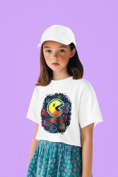 SEVBANO Pacman Printed Unisex Game Kids T-Shirt (1-12 Years)