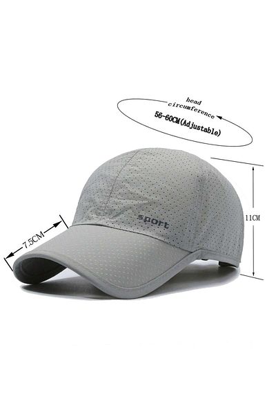 OEM Unisex perforated sports cap, baseball style, adjustable, breathable summer model, Gray