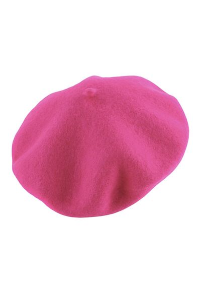 OEM Beret, Knitted wool beret cap - retro French style hat, unisex, -Pink
